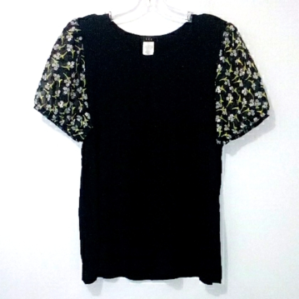 K&C black with floral mesh shirt